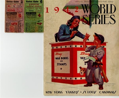 1942 World Series Program With Two Ticket Stubs (Game 4 and 5)
